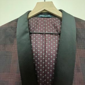 Paisley & Gray Men’s Formal Blazer 40R velvet material in wine plaid NWT